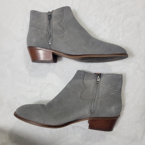 Coach Dani Ankle Bootie double zipper gray suede leather size 38.5 US 8 - Picture 5 of 15